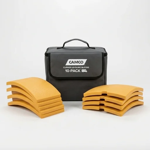 Camco Curved Leveling Blocks (10-Pack with Carrying Bag)